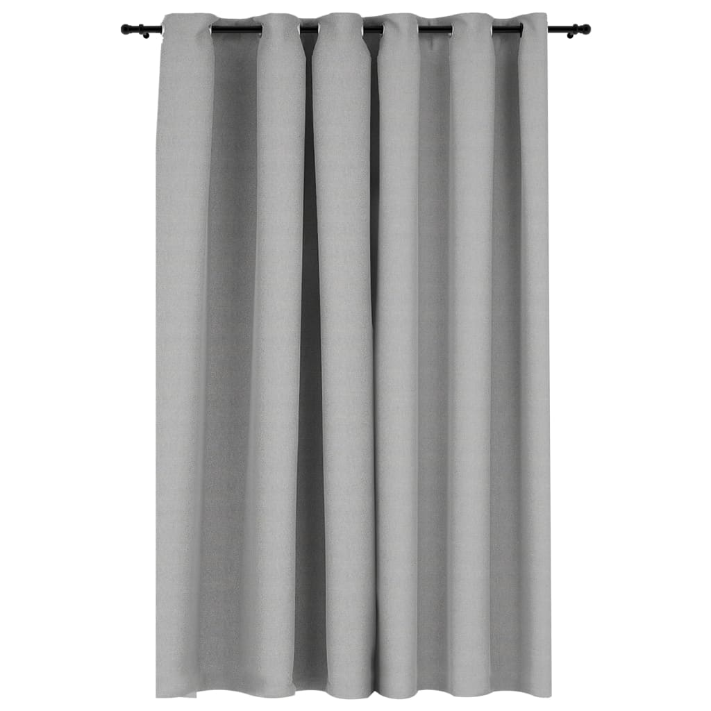 vidaXL Linen-Look Blackout Curtains with Grommets Grey 290x245cm - Sudd