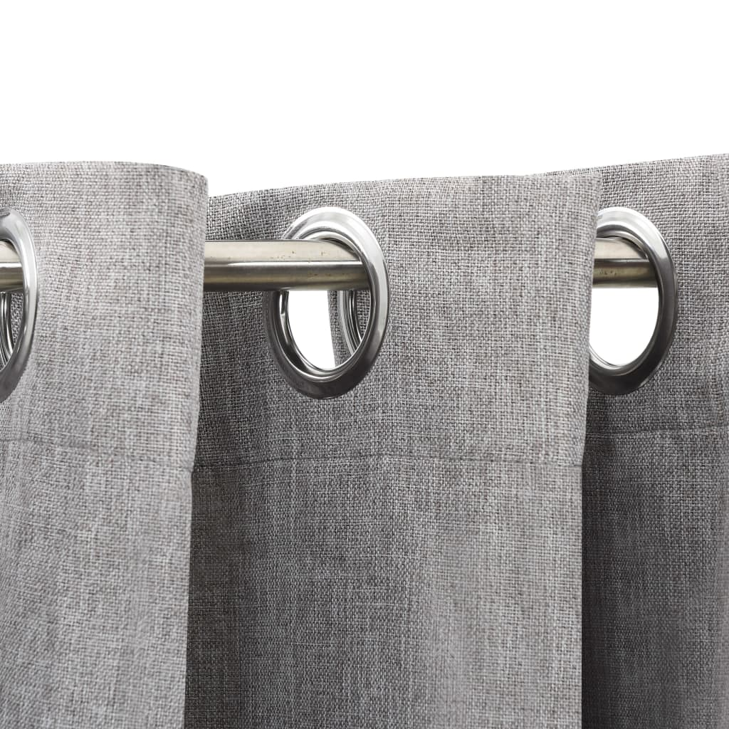vidaXL Linen-Look Blackout Curtains with Grommets Grey 290x245cm - Sudd