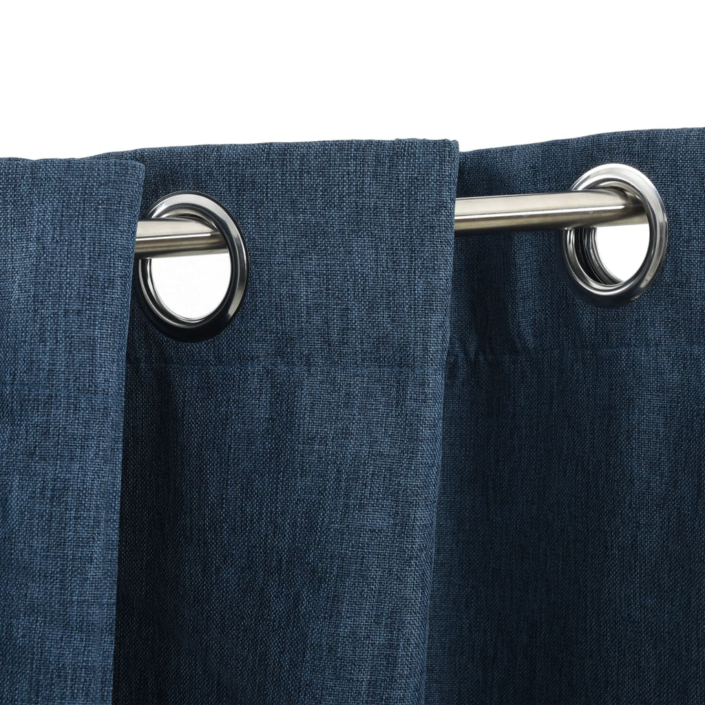 vidaXL Linen-Look Blackout Curtains with Grommets Blue 290x245cm - Sudd