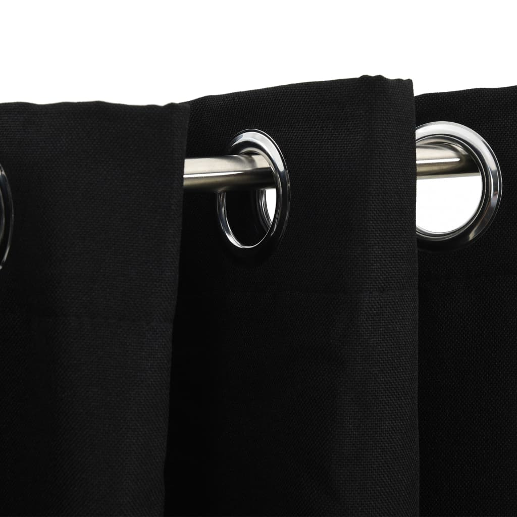vidaXL Linen-Look Blackout Curtains with Grommets Black 290x245cm - Sudd