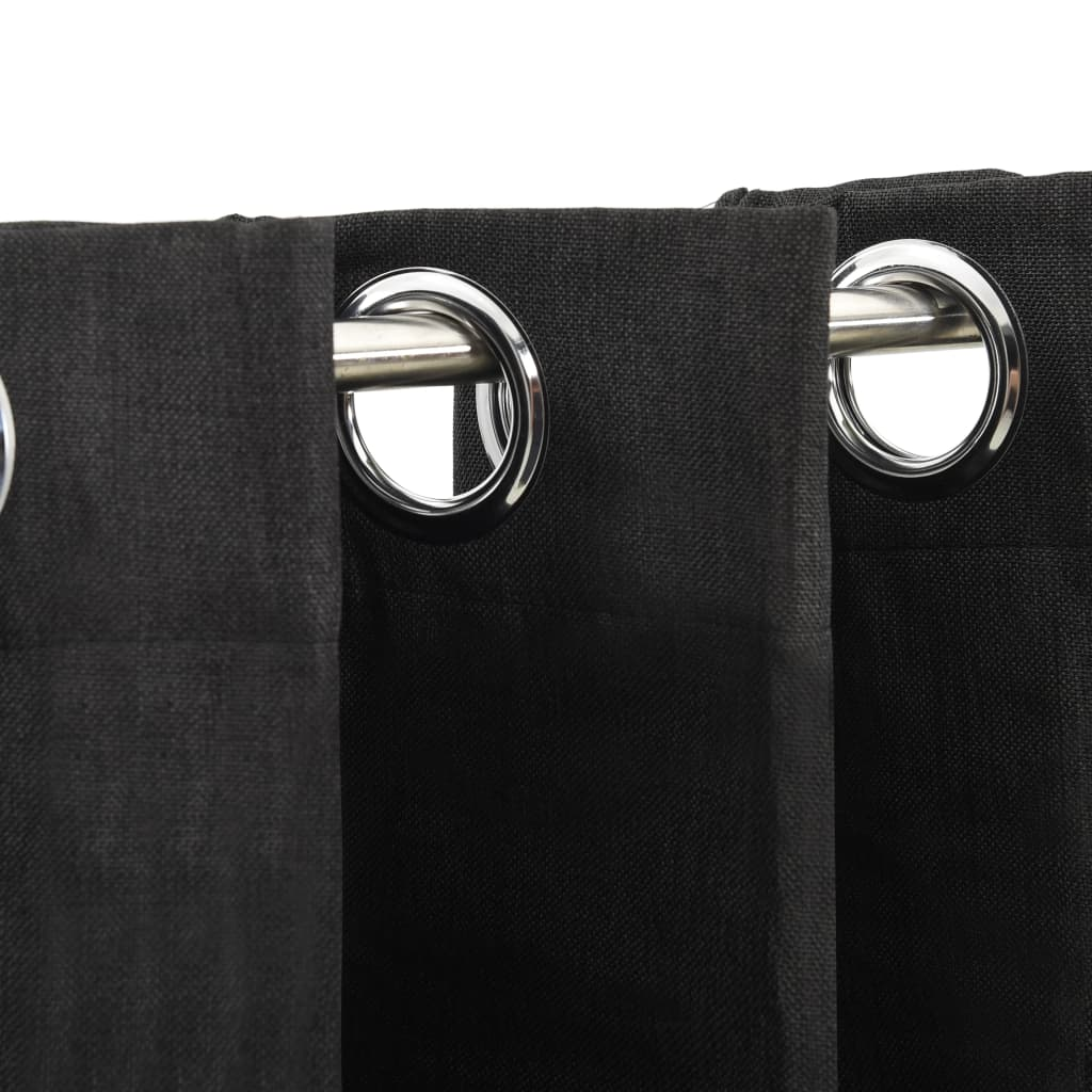 vidaXL Linen-Look Blackout Curtains 2 pcs Anthracite 140x245cm - Sudd