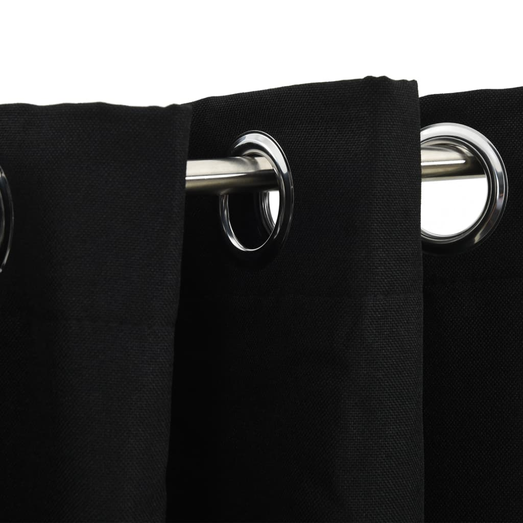 vidaXL Linen-Look Blackout Curtains with Grommets Black 290x245cm - Sudd