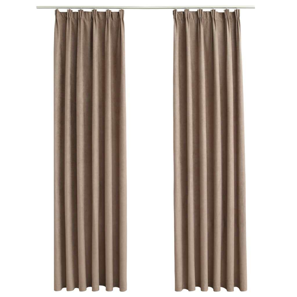 vidaXL Blackout Curtains with Hooks 2 pcs Taupe 140x245 cm - Sudd