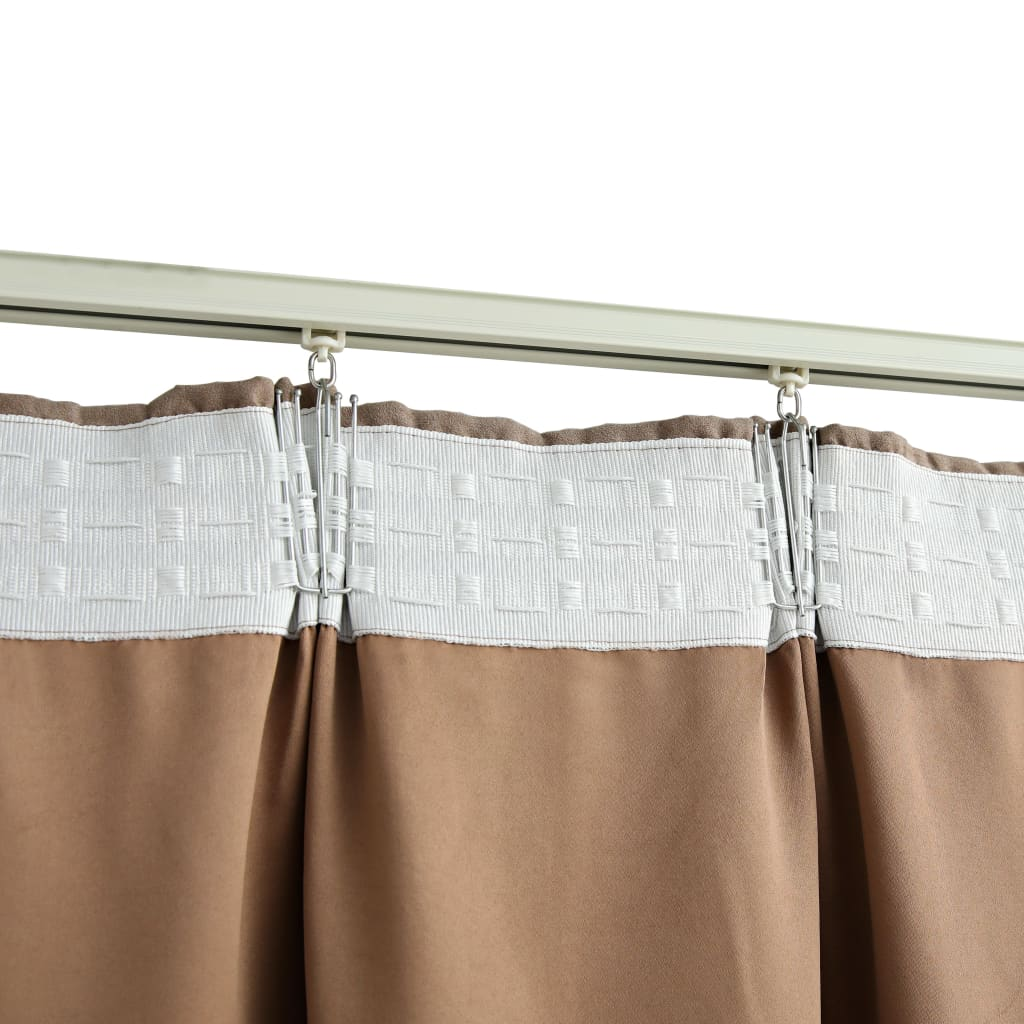 vidaXL Blackout Curtains with Hooks 2 pcs Taupe 140x245 cm - Sudd