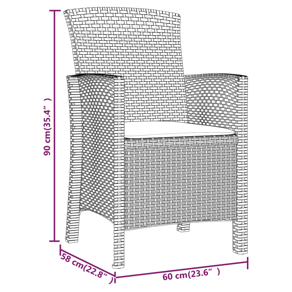 vidaXL Garden Chairs 2 pcs with Cushions PP Rattan Graphite - Sudd
