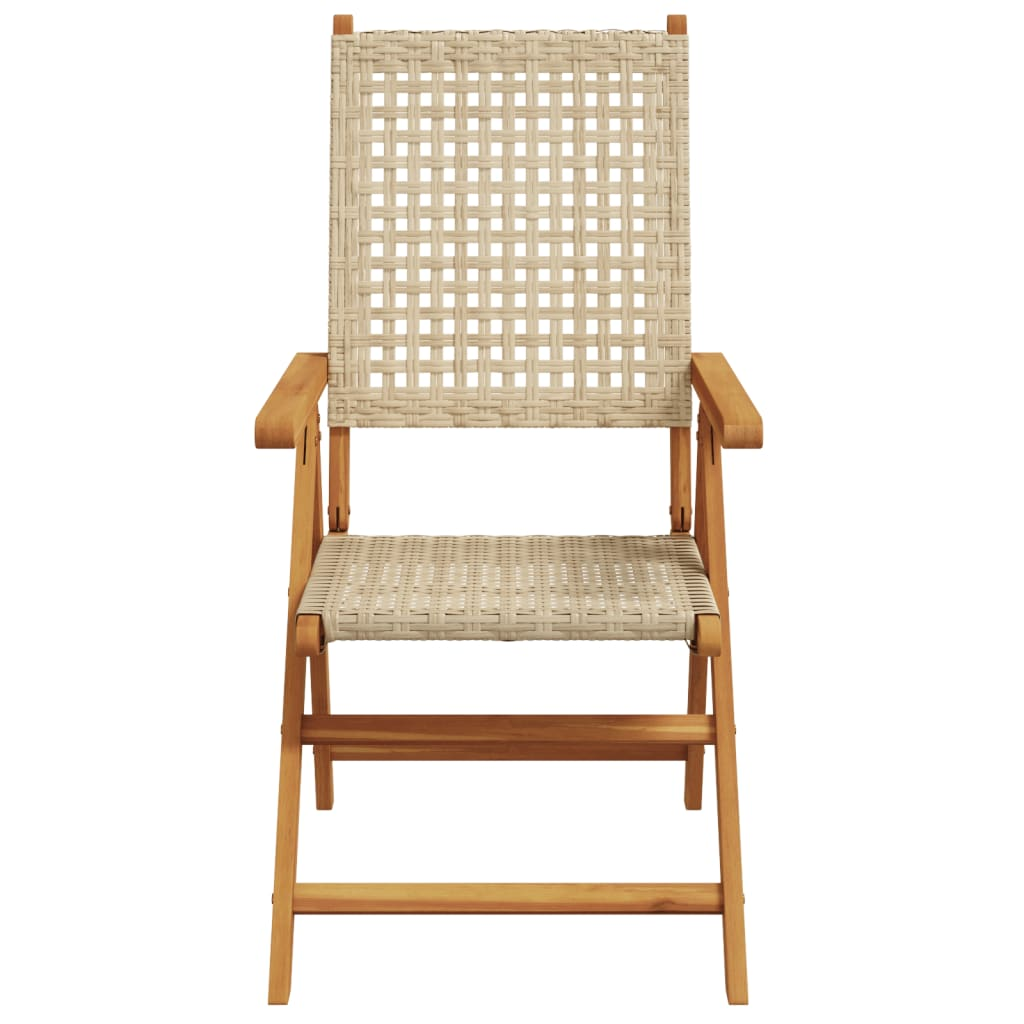 vidaXL 7 Piece Garden Dining Set Beige Poly Rattan and Solid Wood - Sudd