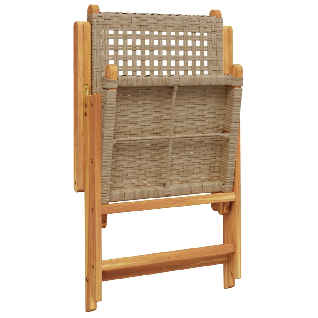 vidaXL 7 Piece Garden Dining Set Beige Poly Rattan and Solid Wood - Sudd