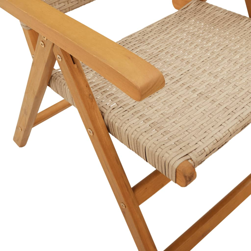 vidaXL 7 Piece Garden Dining Set Beige Poly Rattan and Solid Wood - Sudd