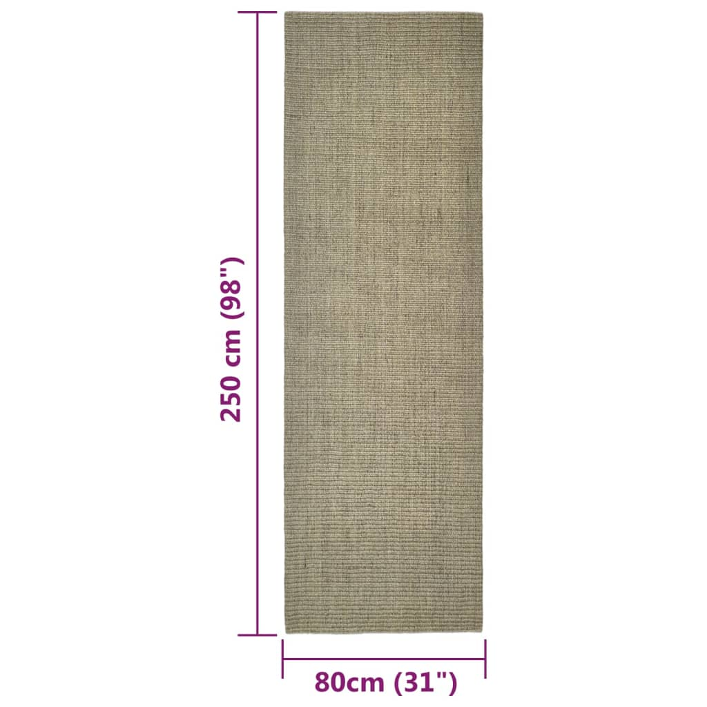 vidaXL Rug Natural Sisal 80x250 cm Green - Sudd