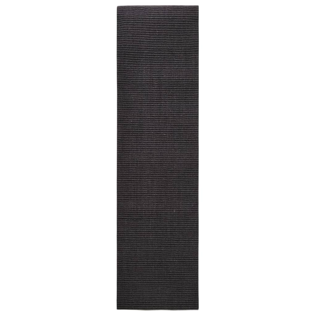 vidaXL Rug Natural Sisal 80x300 cm Black - Sudd