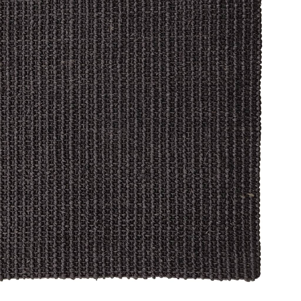 vidaXL Rug Natural Sisal 80x300 cm Black - Sudd