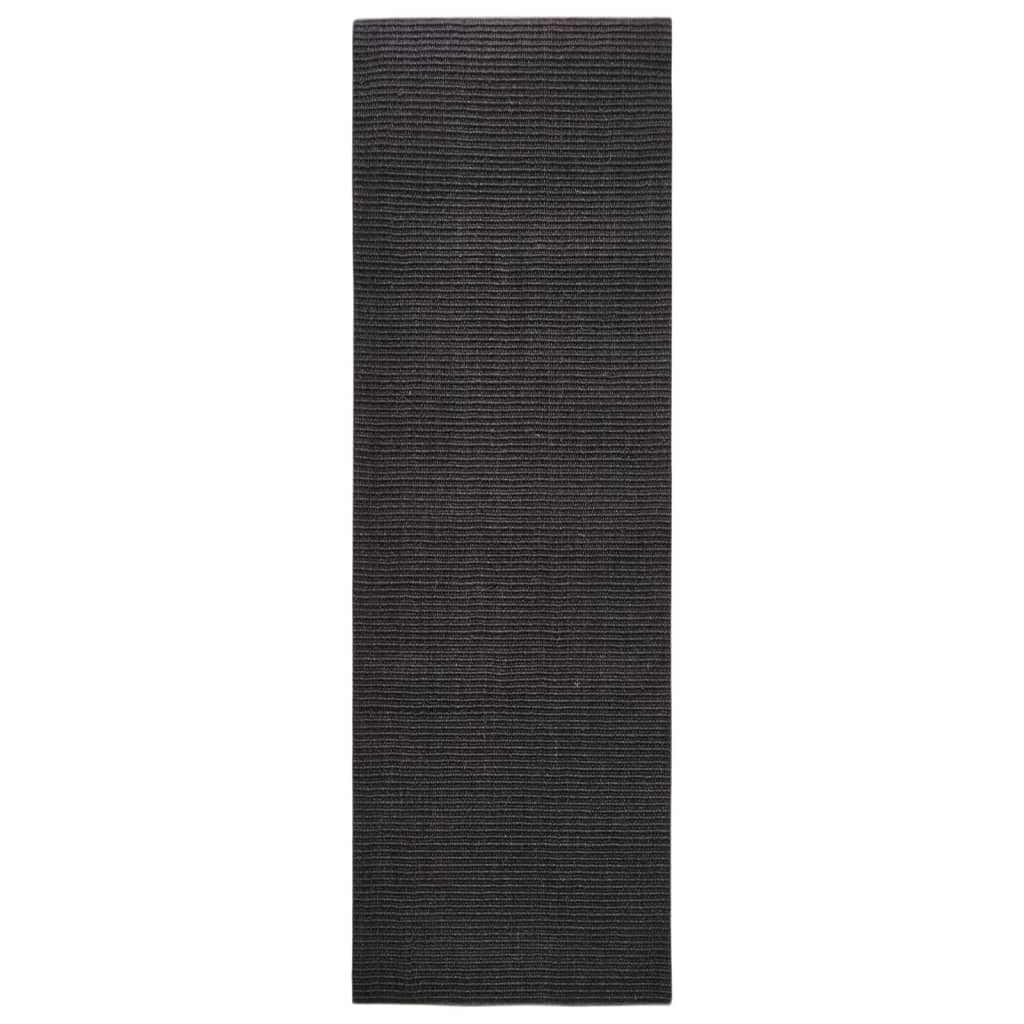 vidaXL Rug Natural Sisal 80x250 cm Black - Sudd