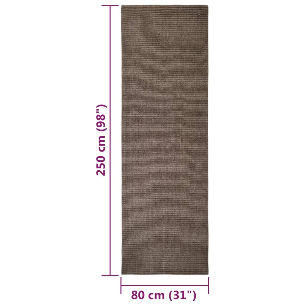 vidaXL Rug Natural Sisal 80x250 cm Brown - Premium Material, Anti-Slip Backing, Easy to Maintain - Sudd