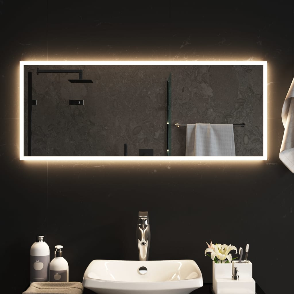 LED Bathroom Mirror 100x40 cm - Waterproof, USB Interface, Easy Installation - Sudd