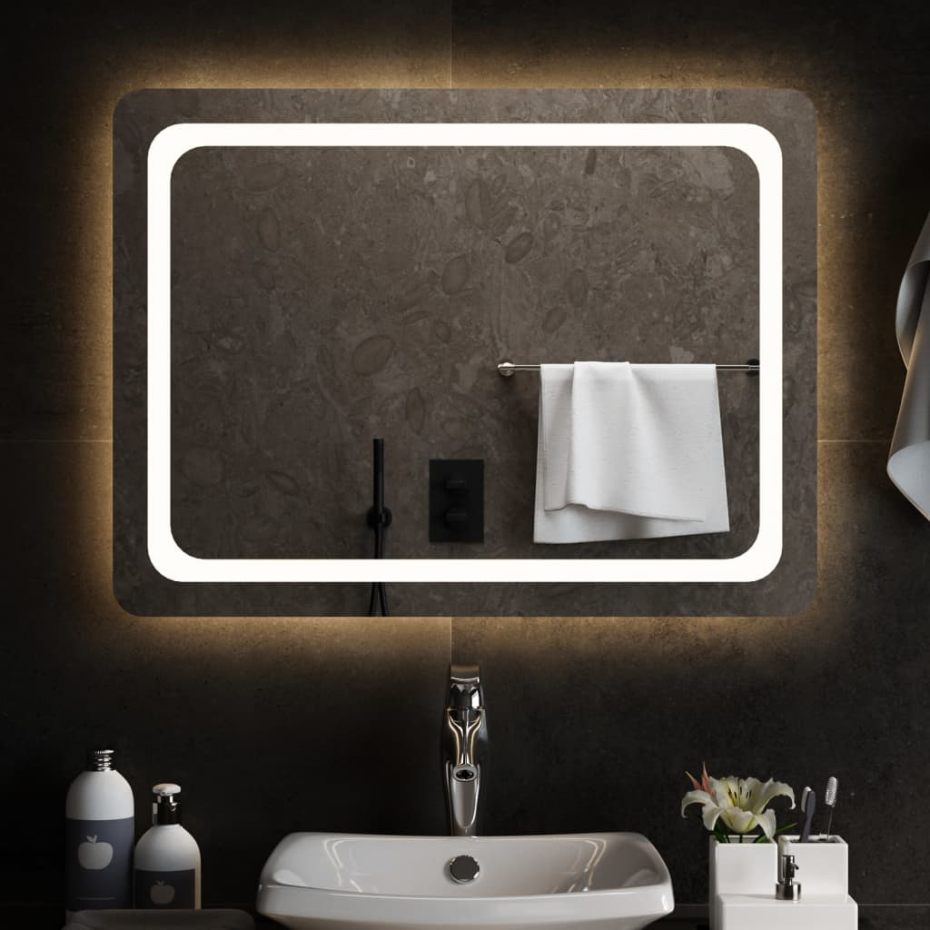 LED Bathroom Mirror 80x60 cm - Waterproof & Convenient USB Interface - Sudd