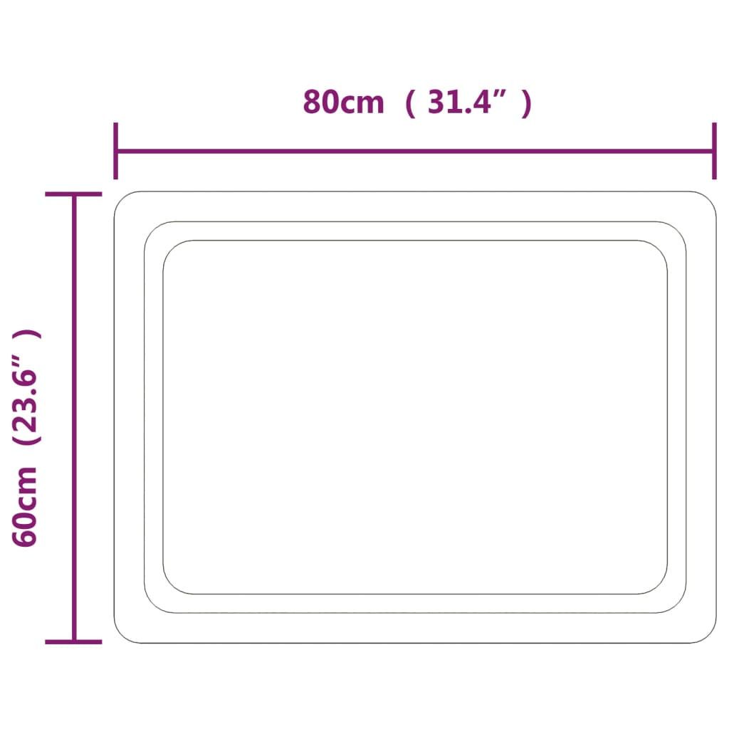 LED Bathroom Mirror 80x60 cm - Waterproof & Convenient USB Interface - Sudd