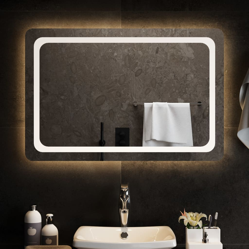 LED Bathroom Mirror 90x60 cm - Waterproof, Easy Installation, USB Interface - Sudd