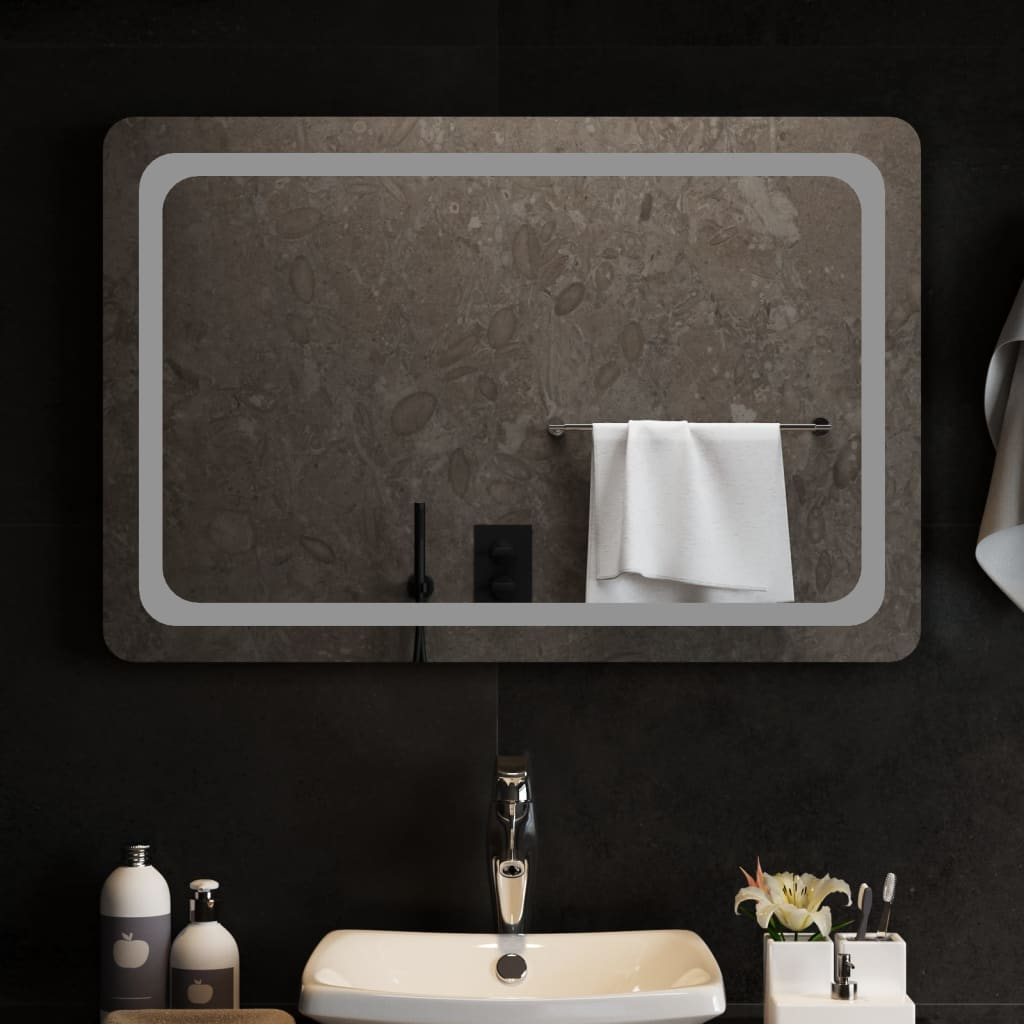 LED Bathroom Mirror 90x60 cm - Waterproof, Easy Installation, USB Interface - Sudd