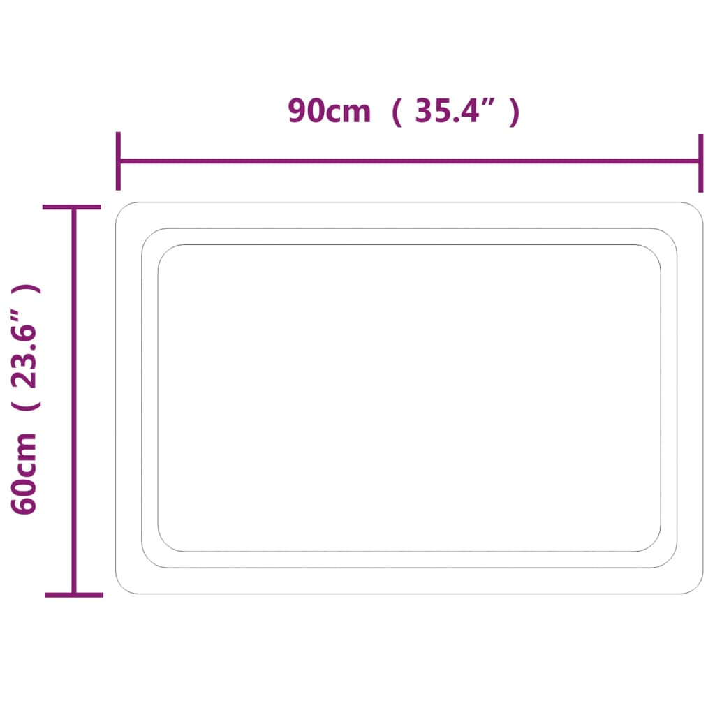 LED Bathroom Mirror 90x60 cm - Waterproof, Easy Installation, USB Interface - Sudd