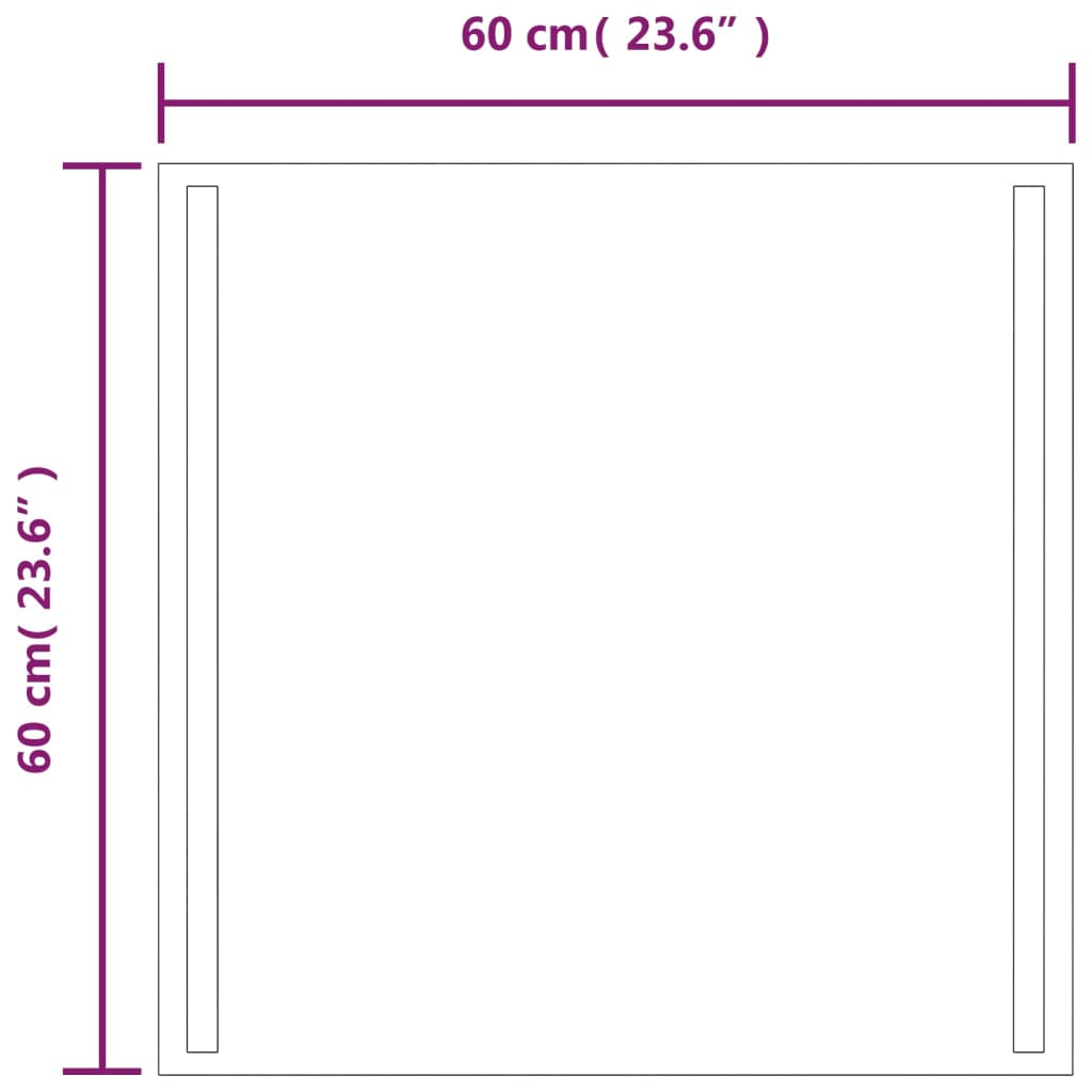 LED Bathroom Mirror 60x60 cm - Waterproof, USB Interface, Easy Installation - Sudd