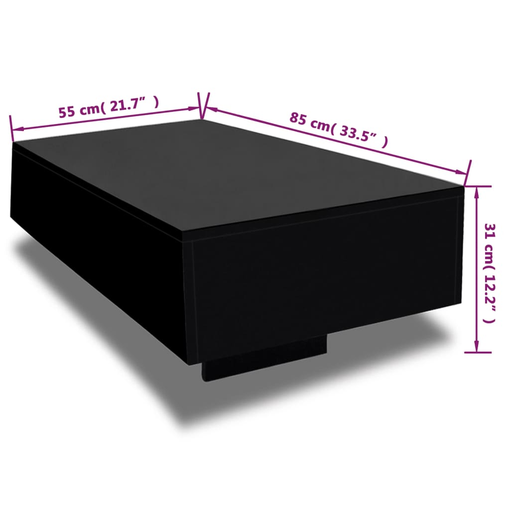 vidaXL Coffee Table High Gloss Black - Sudd