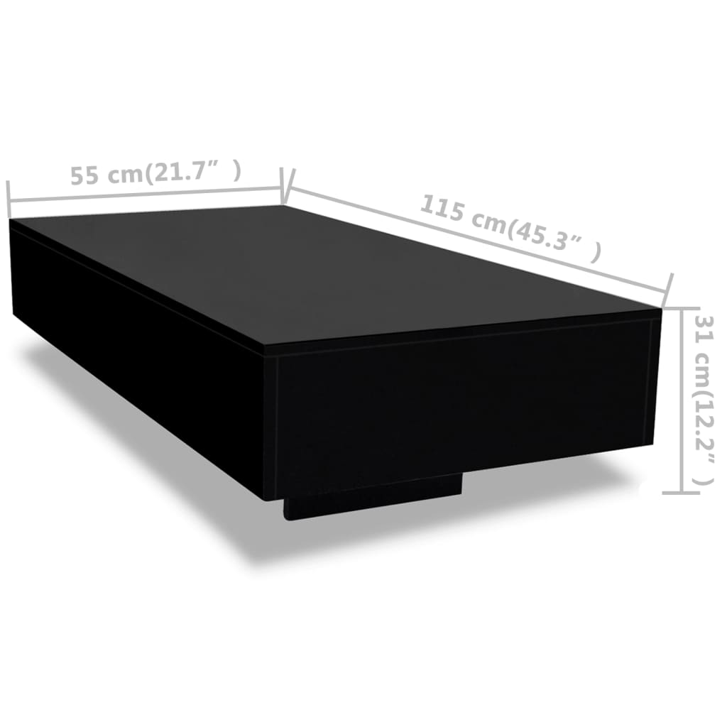 vidaXL Coffee Table High Gloss Black - Sudd