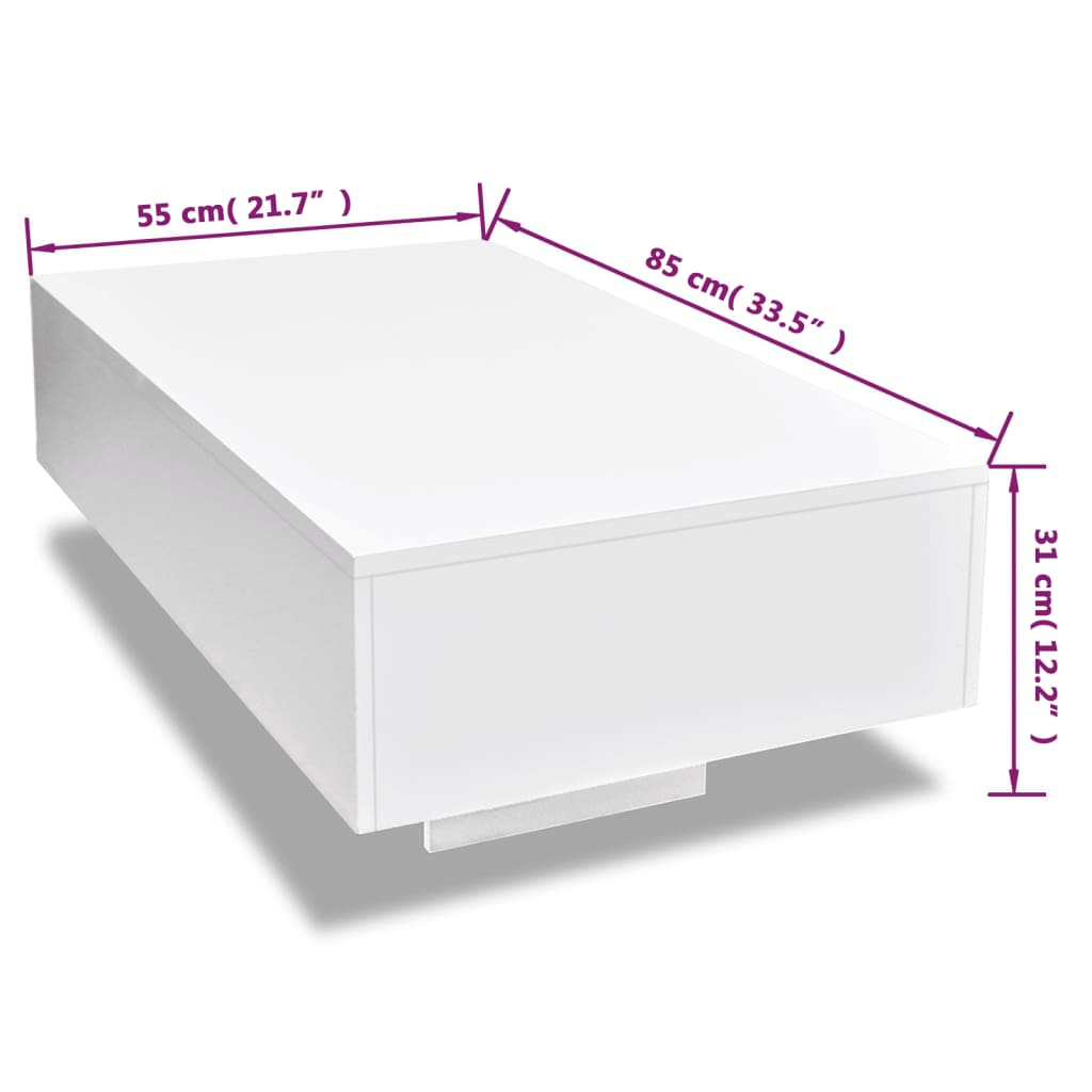 vidaXL Coffee Table High Gloss White - Sudd