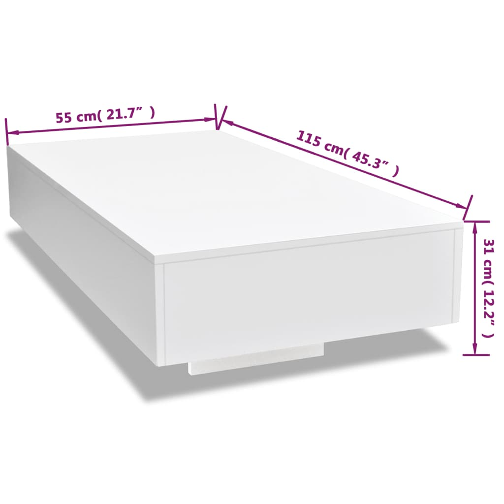 vidaXL Coffee Table High Gloss White - Sudd