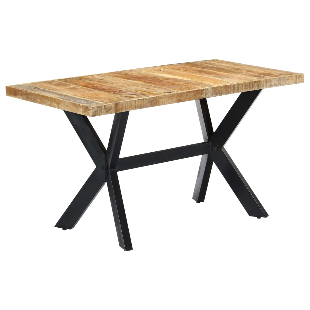 vidaXL Dining Table 140x70x75 cm Solid Rough Mango Wood - Sudd