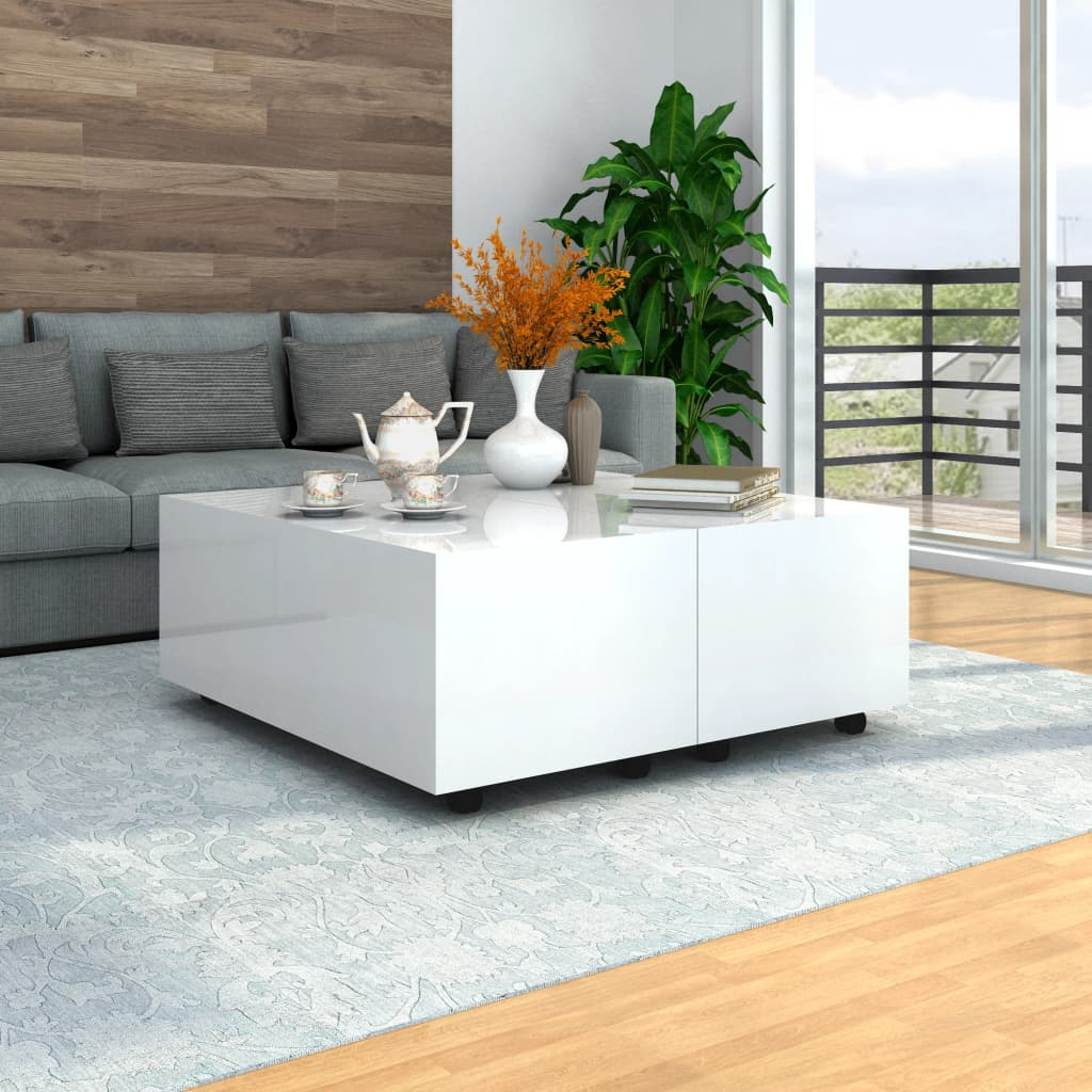 vidaXL Coffee Table High Gloss White 100x100x35 cm - Sudd