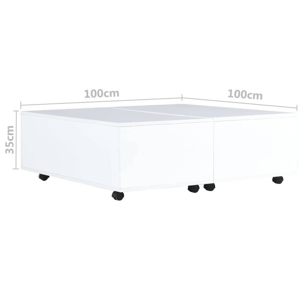 vidaXL Coffee Table High Gloss White 100x100x35 cm - Sudd