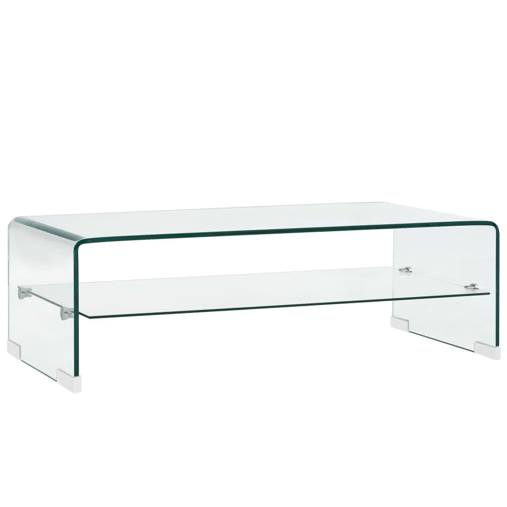 vidaXL Coffee Table Clear 98x45x31 cm Tempered Glass - Sudd