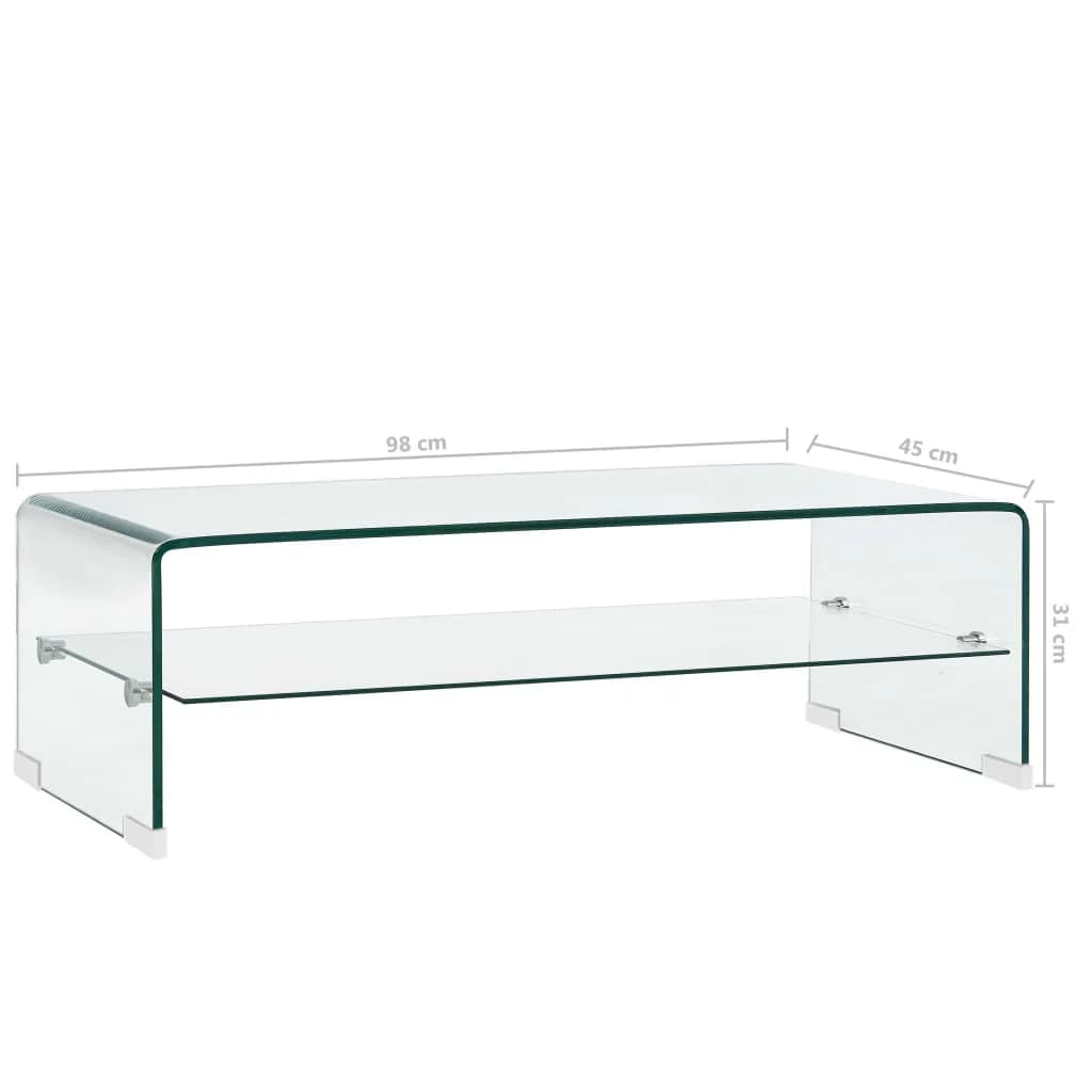 vidaXL Coffee Table Clear 98x45x31 cm Tempered Glass - Sudd