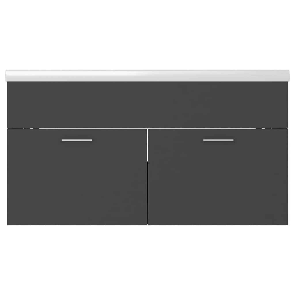 vidaXL Sink Cabinet with Built-in Basin Grey Engineered Wood - Sudd