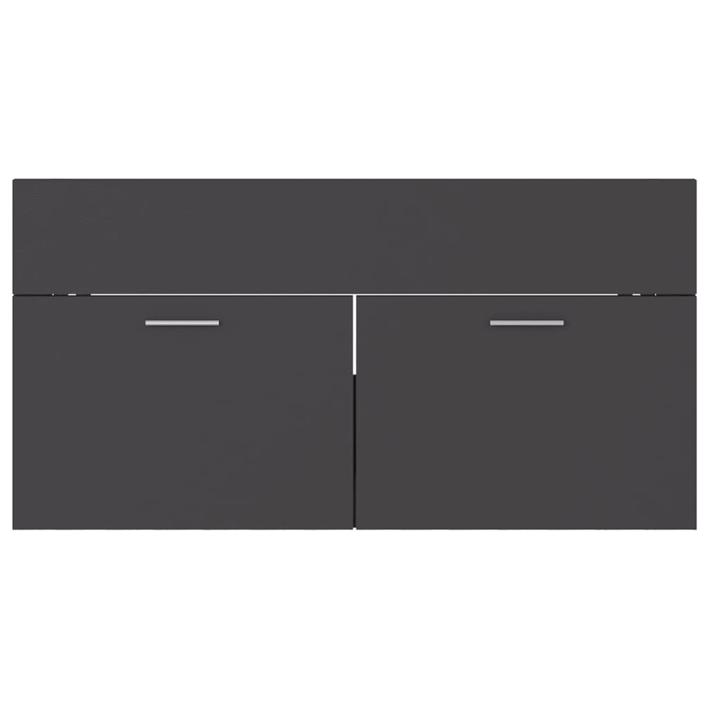 vidaXL Sink Cabinet with Built-in Basin Grey Engineered Wood - Sudd