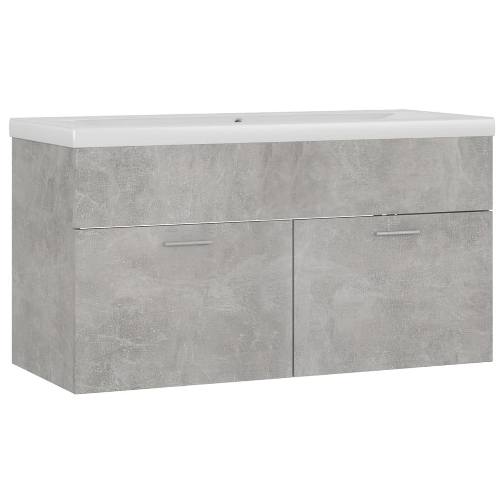 vidaXL Sink Cabinet with Built-in Basin Concrete Grey Engineered Wood - Sudd