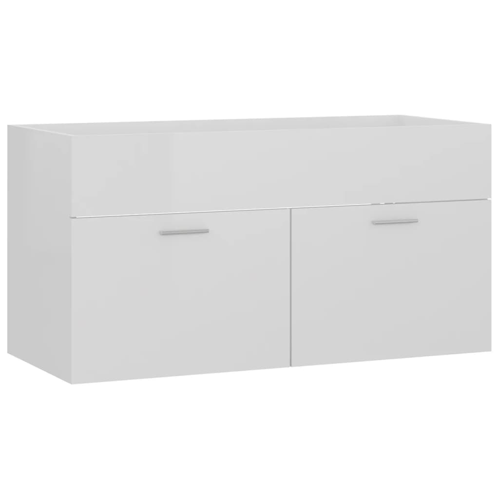 vidaXL Sink Cabinet with Built-in Basin High Gloss White Engineered Wood - Sudd