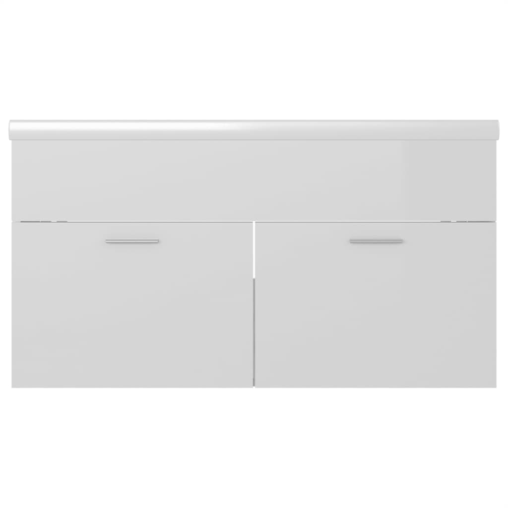 vidaXL Sink Cabinet with Built-in Basin High Gloss White Engineered Wood - Sudd