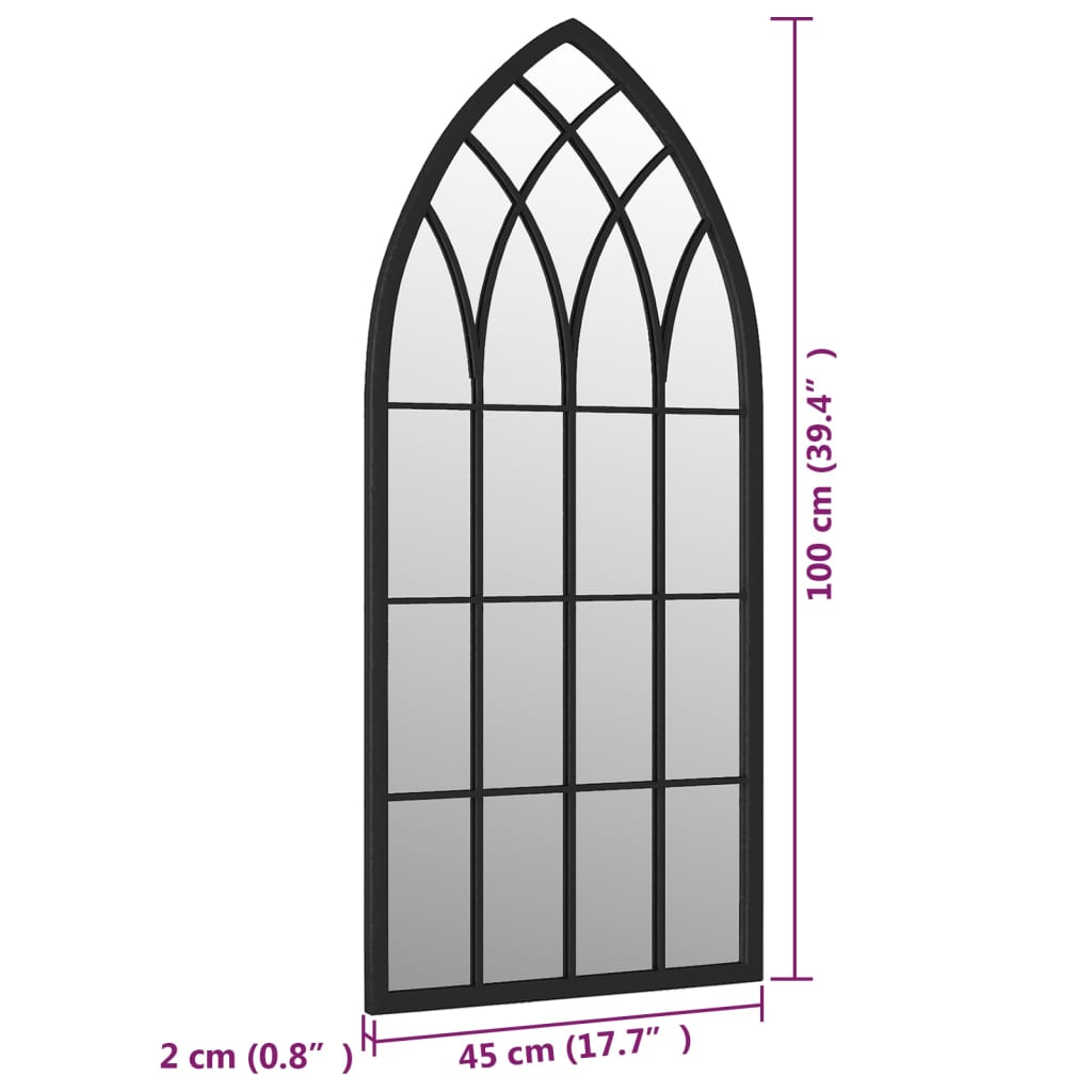 Black Iron Mirror 100x45 cm - Sudd