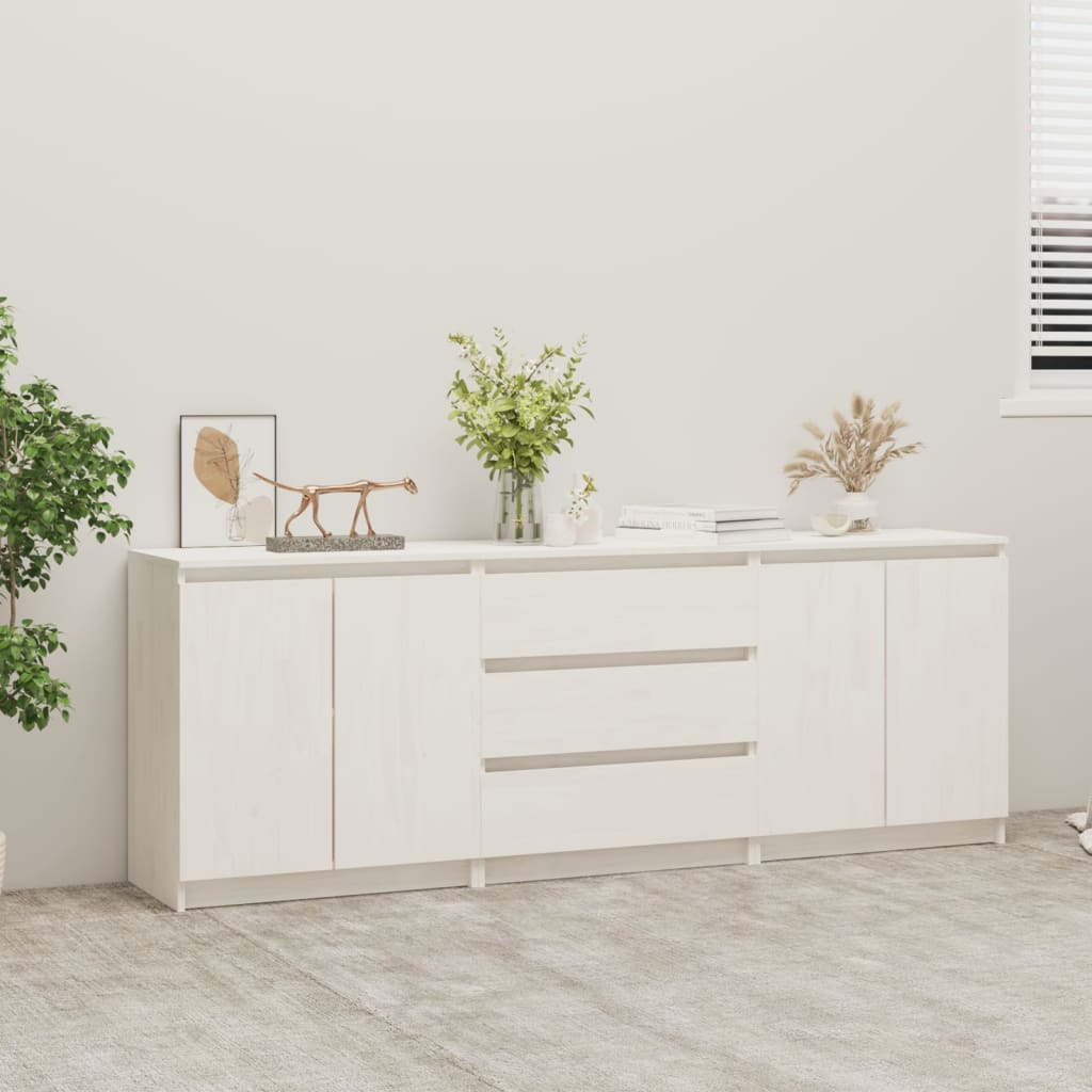 vidaXL Side Cabinet White 180x36x65 cm Solid Pinewood - Sudd