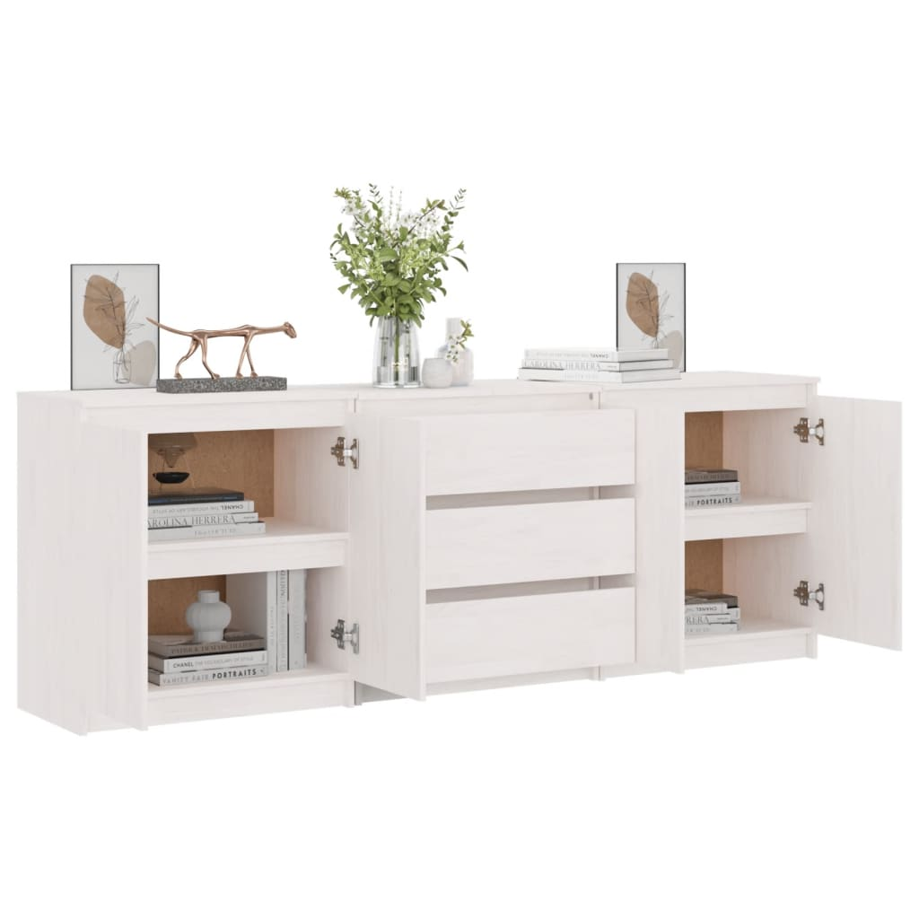 vidaXL Side Cabinet White 180x36x65 cm Solid Pinewood - Sudd