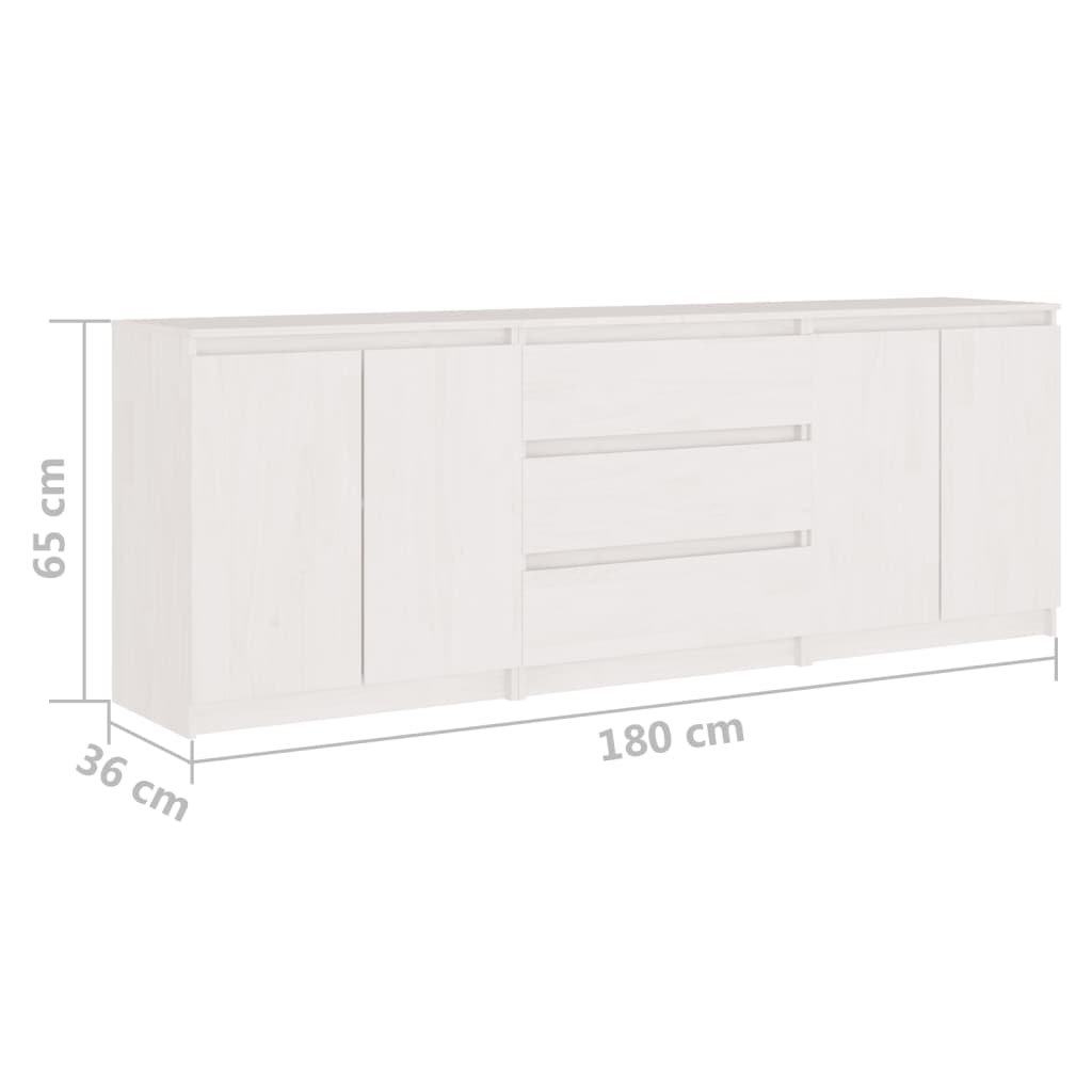 vidaXL Side Cabinet White 180x36x65 cm Solid Pinewood - Sudd