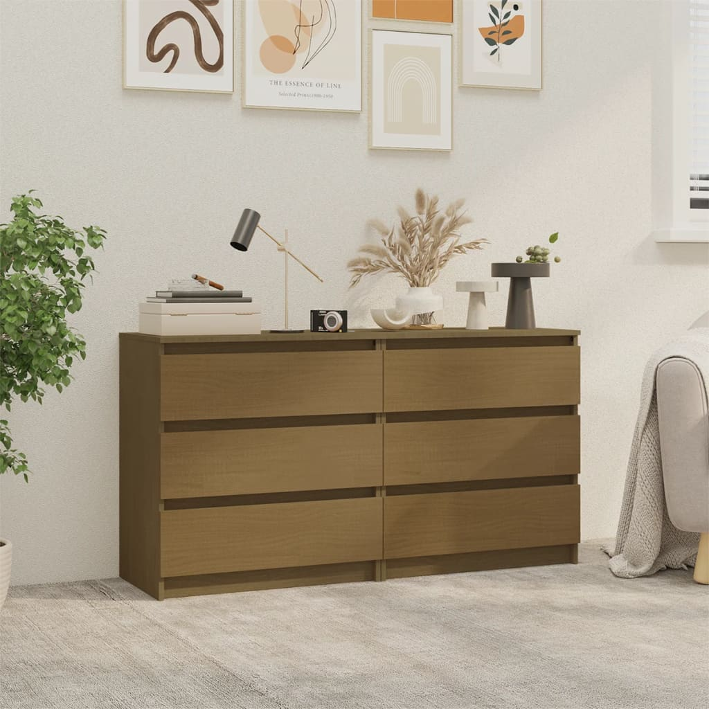 Honey Brown Bedside Cabinets - Sudd