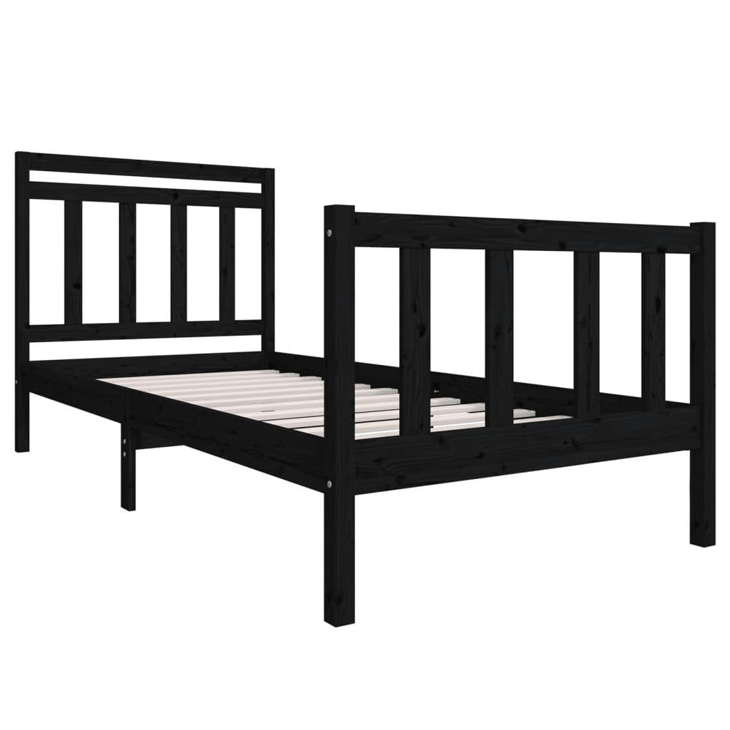 vidaXL Bed Frame Black Solid Wood 100x200 cm - Sudd