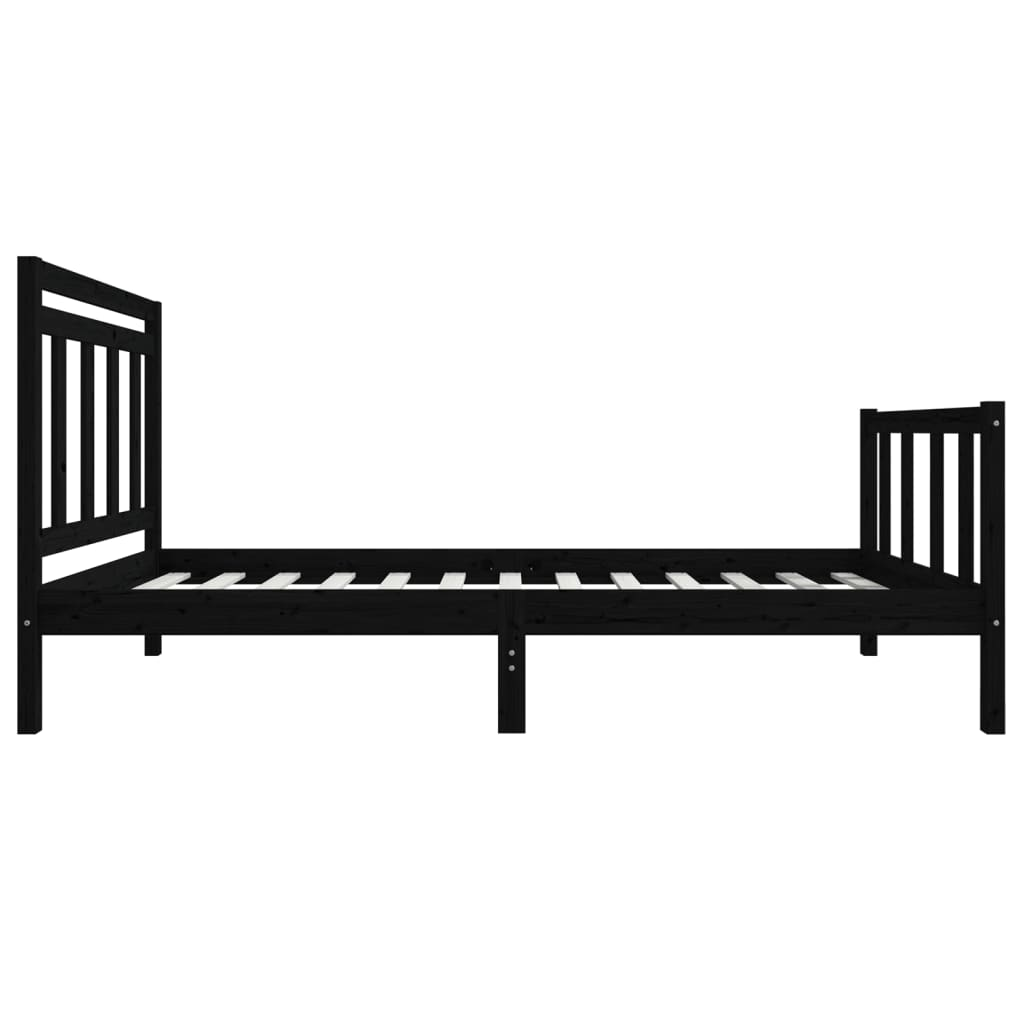 vidaXL Bed Frame Black Solid Wood 100x200 cm - Sudd