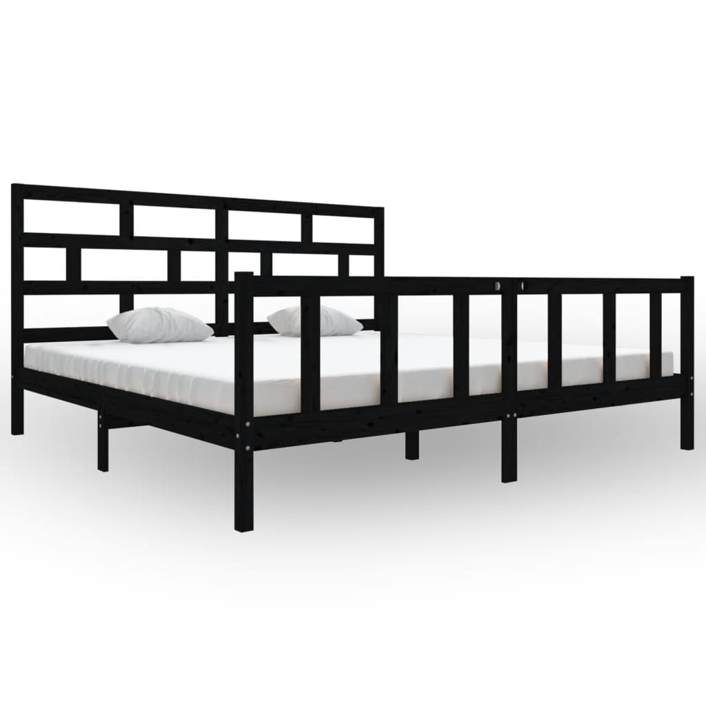 vidaXL Bed Frame Black Solid Wood Pine 200x200 cm - Sudd