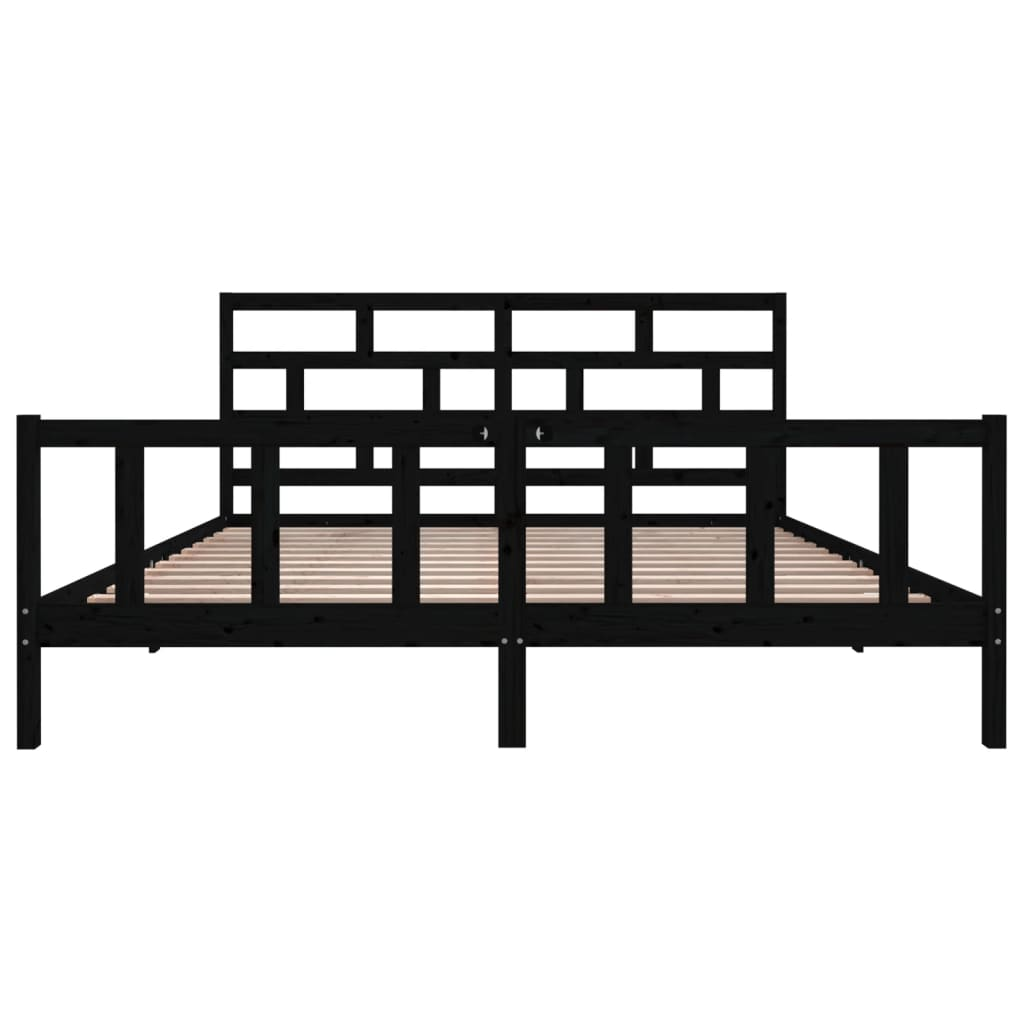 vidaXL Bed Frame Black Solid Wood Pine 200x200 cm - Sudd