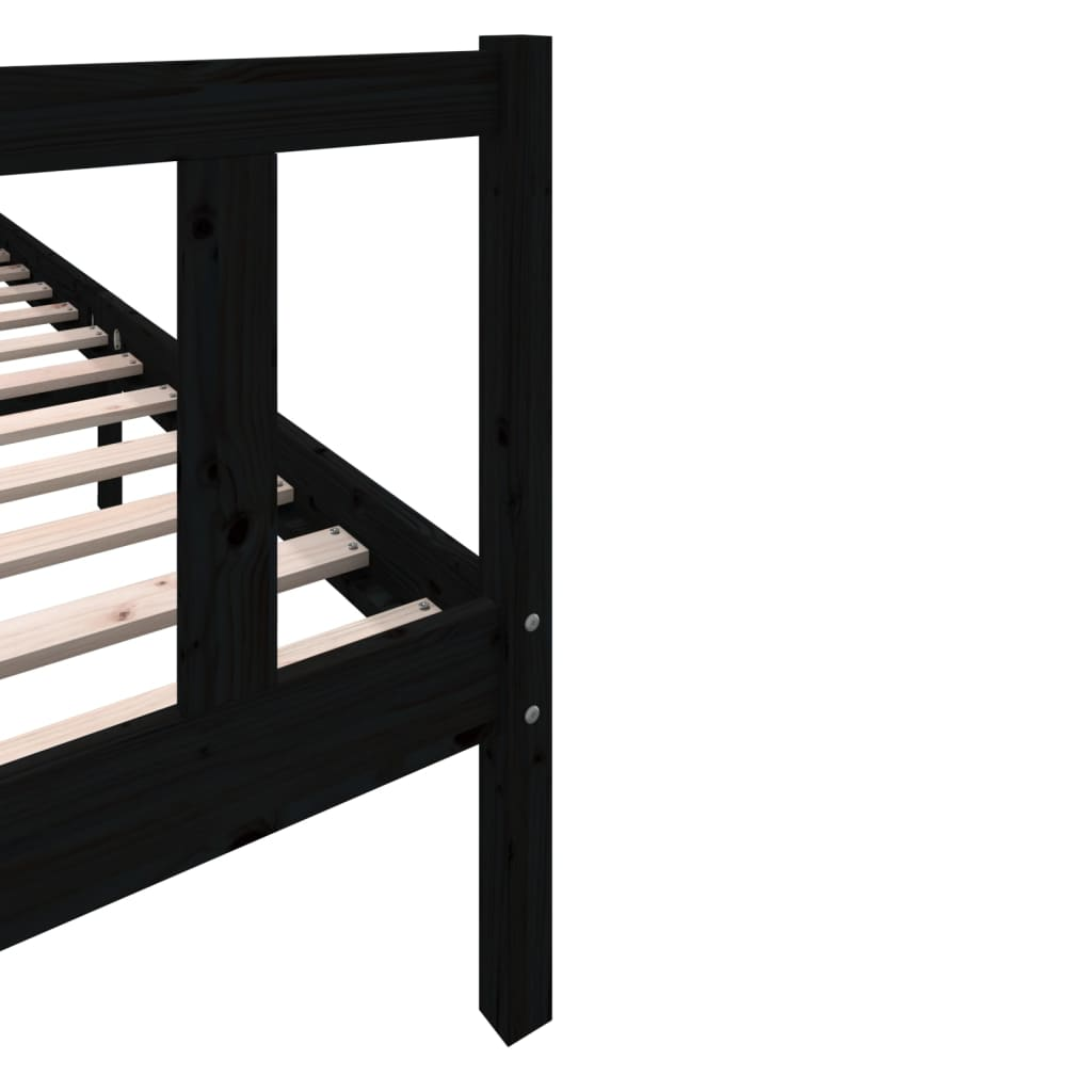 vidaXL Bed Frame Black Solid Wood Pine 200x200 cm - Sudd