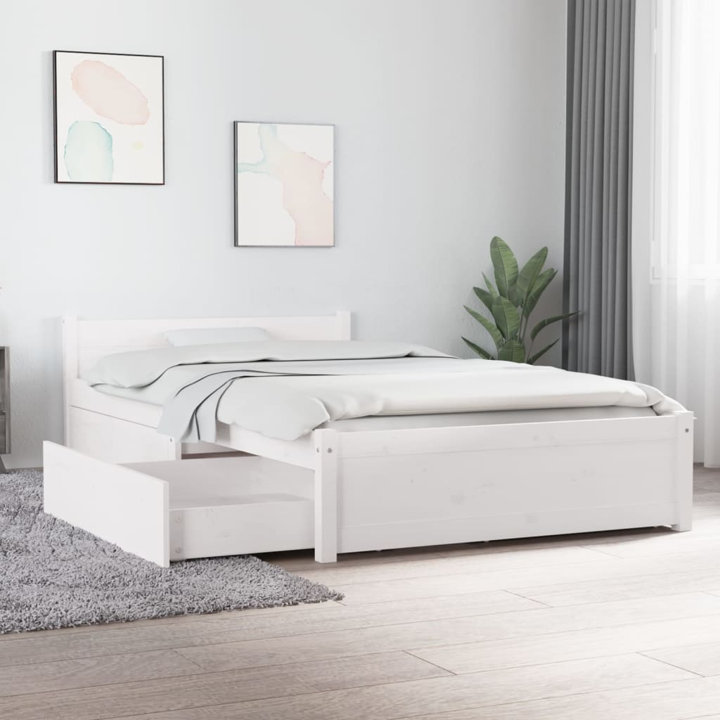 vidaXL Bed Frame with Drawers White 90x200 cm - Sudd