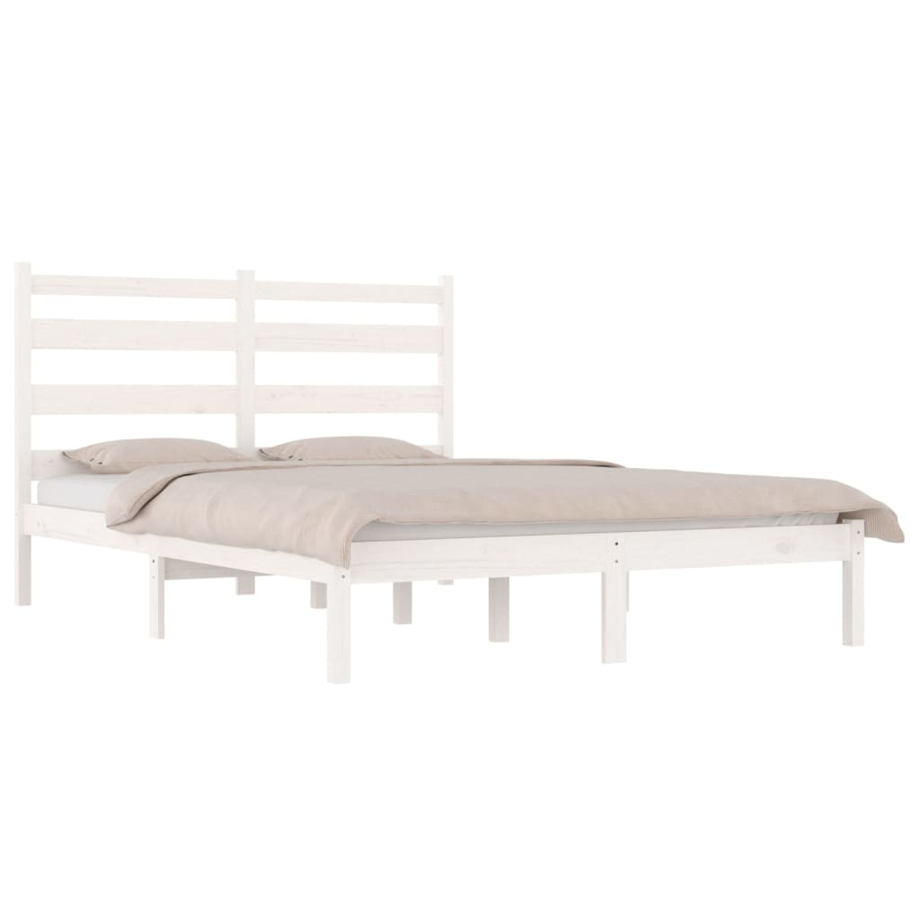 vidaXL Bed Frame White Solid Wood Pine 150x200 cm King Size - Sudd